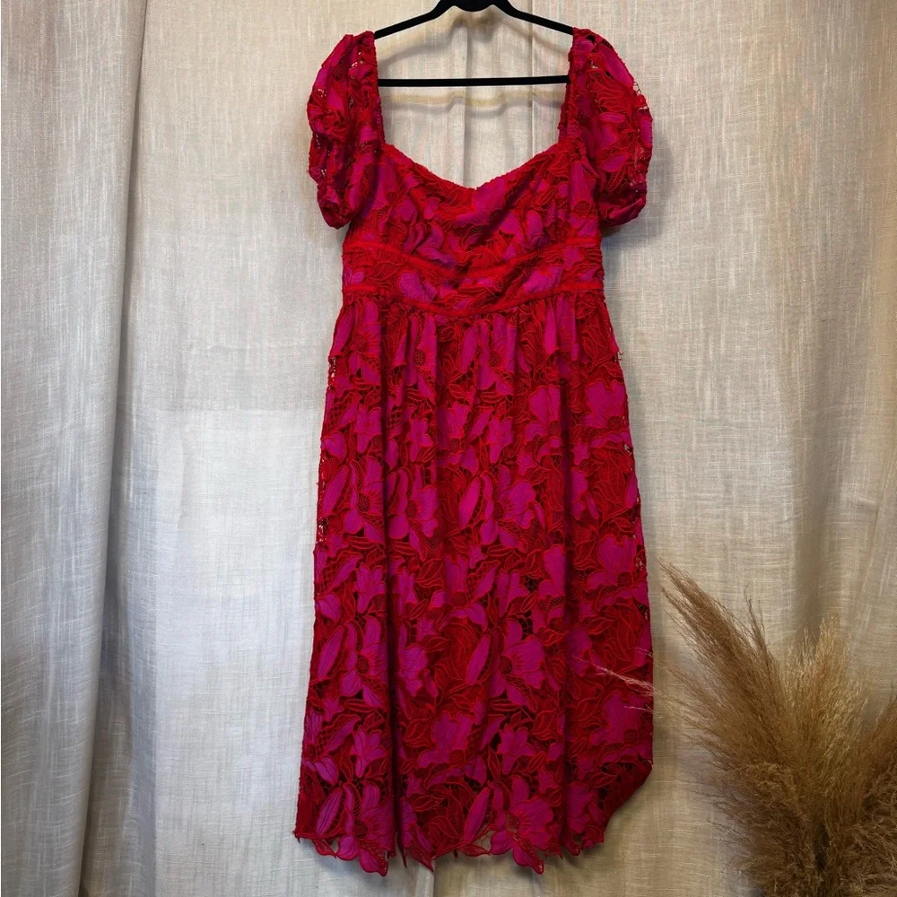 ML Monique Lhuillier Off the Shoulder Dress Size 16 - Picture 4 of 9